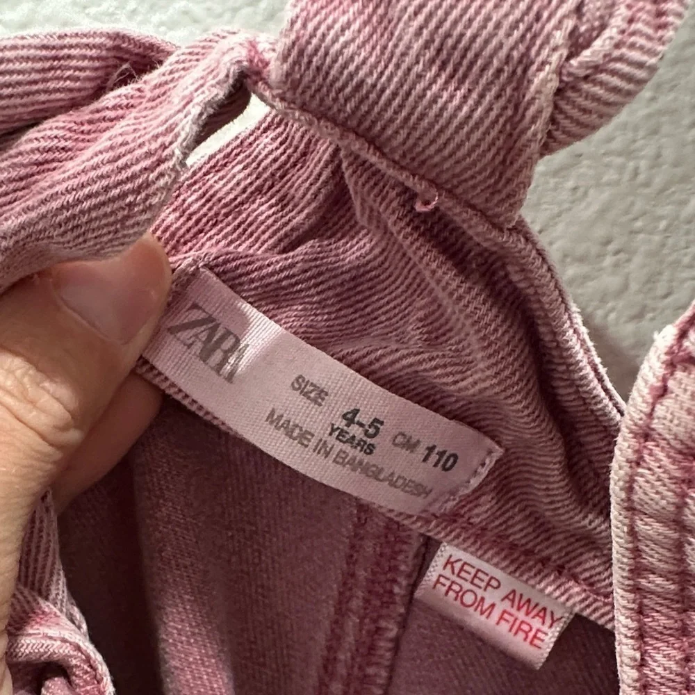 Zara ruffle 4/5 Pink Denim Overalls